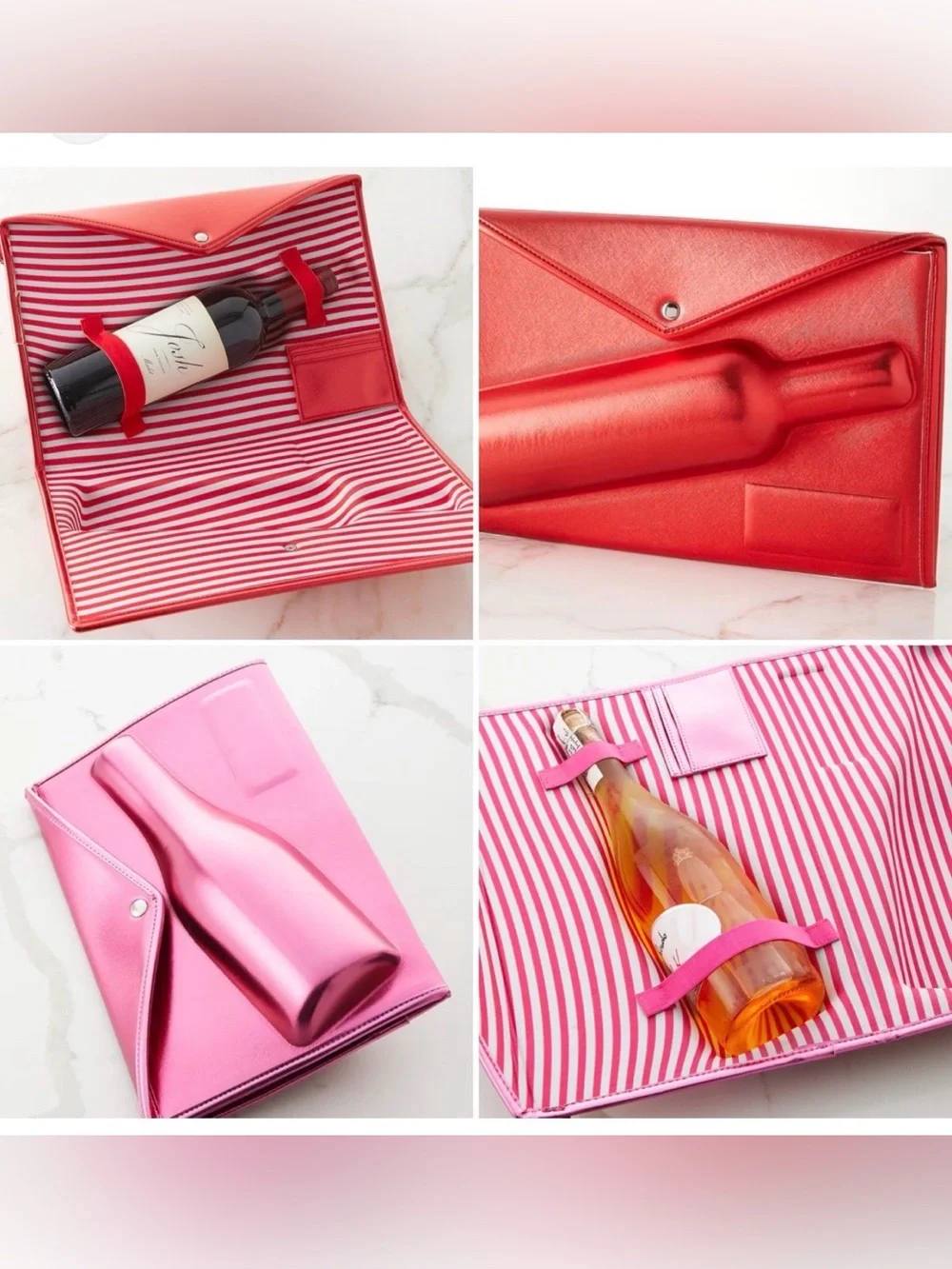 8 Oak Lane Metallic Red Wine Carrier Clutch - Stylish Bottle Case Neiman Marcus - Picture 1 of 6